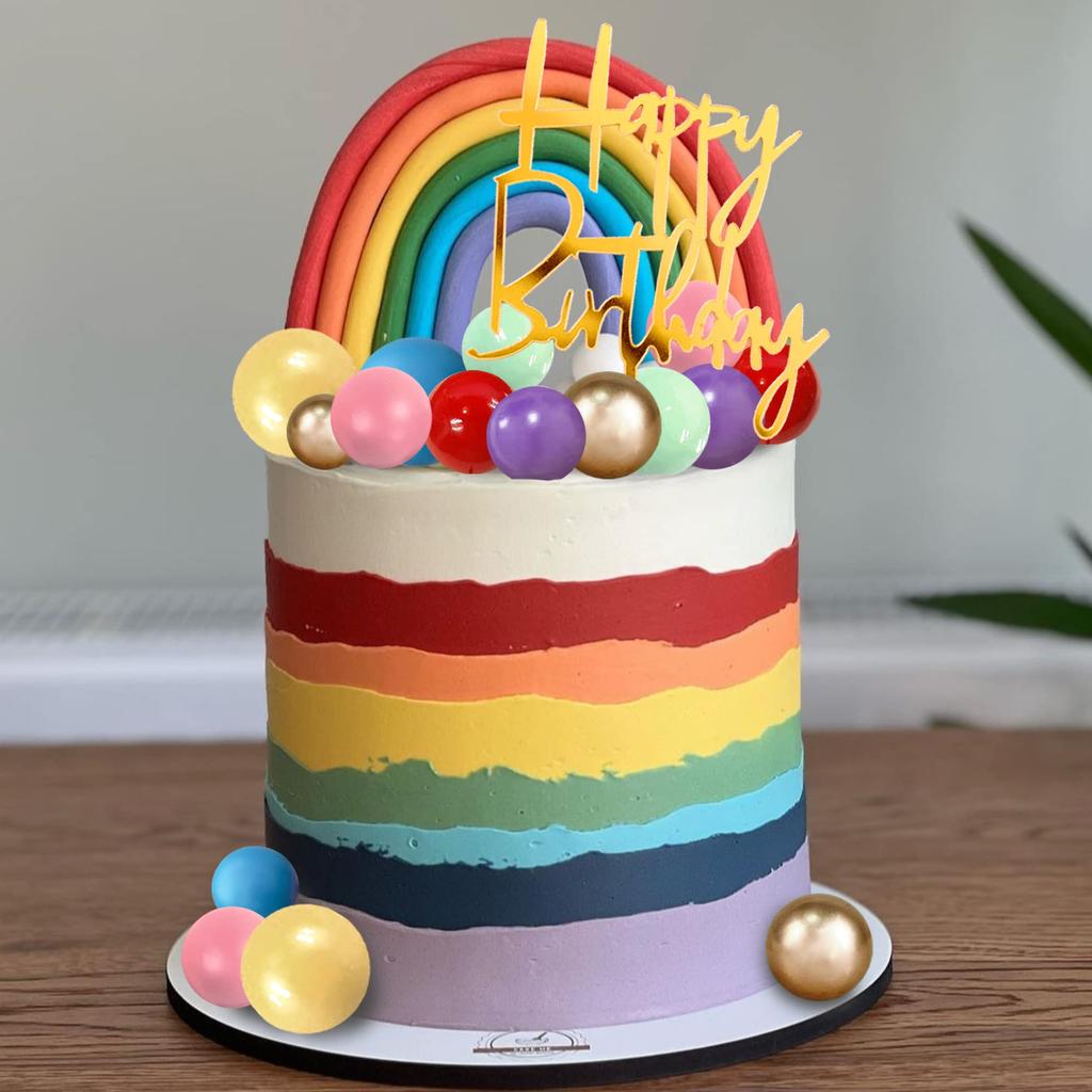 35 Stück Regenbogen-Kuchenaufsatz 9 Farben Kugeln Kuchendekorationen DIY Kuchenstecker für Geburtstagsfeier Hochzeit Babyparty Zubehör