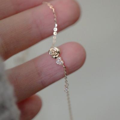Bracelet en argent sterling S925 avec cœur aimanté et rose pour femme, bracelet fin incrusté de diamants exquis et polyvalent, de niche japonaise et coréenne