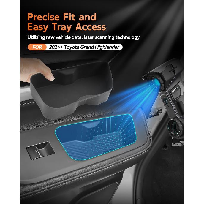 CDEFG 2PCS for 2024 2025 2026 Toyota Grand Highlander Accessories Rear Door Handle Insert Pocket Organizer Storage Box