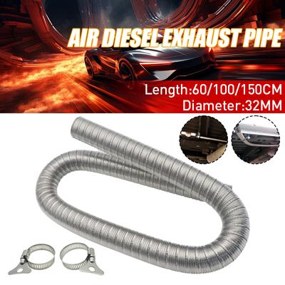 32mm 60/100/150cm Luft Diesel Standheizung Edelstahl Auspuffrohr Doppelschicht Auspuffrohr ohne Kappe + 2 Klemmen für Webasto Heizung