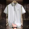 Ice Silk Polo Retro Short Sleeve Polo Shirt Men's Summer Versatile Top Shirt Color Blocked Collar T-shirt