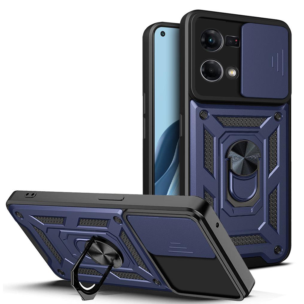 For OPPO Reno7 4G Case OPPO Reno8 4G Cover OPPO Reno 7 4G Magnetic Ring Holder Armor Phone Case Slide Camera Protect Back Cover