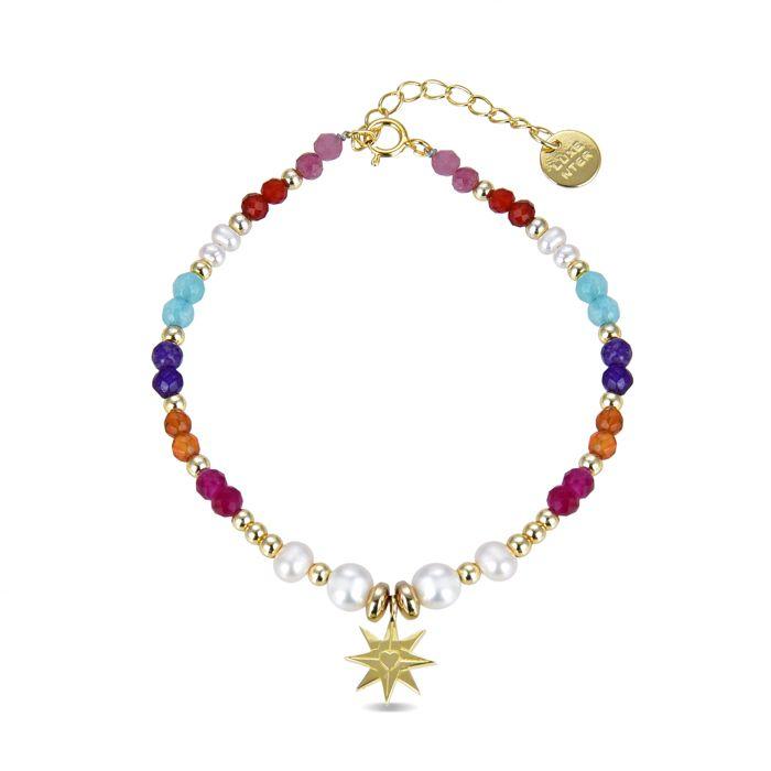 Bracelet - Shasha - Argent 925 - Plaqué Or Jaune 18 Carats - Cristal Multicolore - Taille Unique