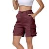 Bermudashorts für Damen, Cargo-Shorts, knielang, 6 Taschen, elastische Taille, lange Shorts für den Sommer, lässig