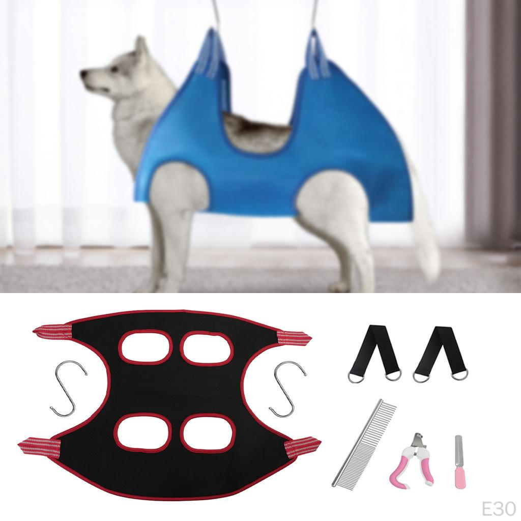 Breathable Dog Grooming Hammock Set, W/ Pliers files Restraint Bag ,Harness Helper Trimming