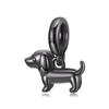 WOSTU 925 Sterling Silver Dog Charm Heart Animal Bead Black Boston Terrier Dachshund Pendant Fit DIY Bracelet Gift For Pet Lover