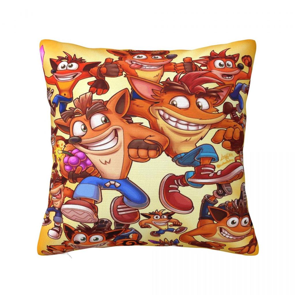 C-Crash B-Bandicoot Pillow Cover Soft Pillow Case Cushion Cover Cute Funny Graphic Pillowcases For Office Car Home Decorative