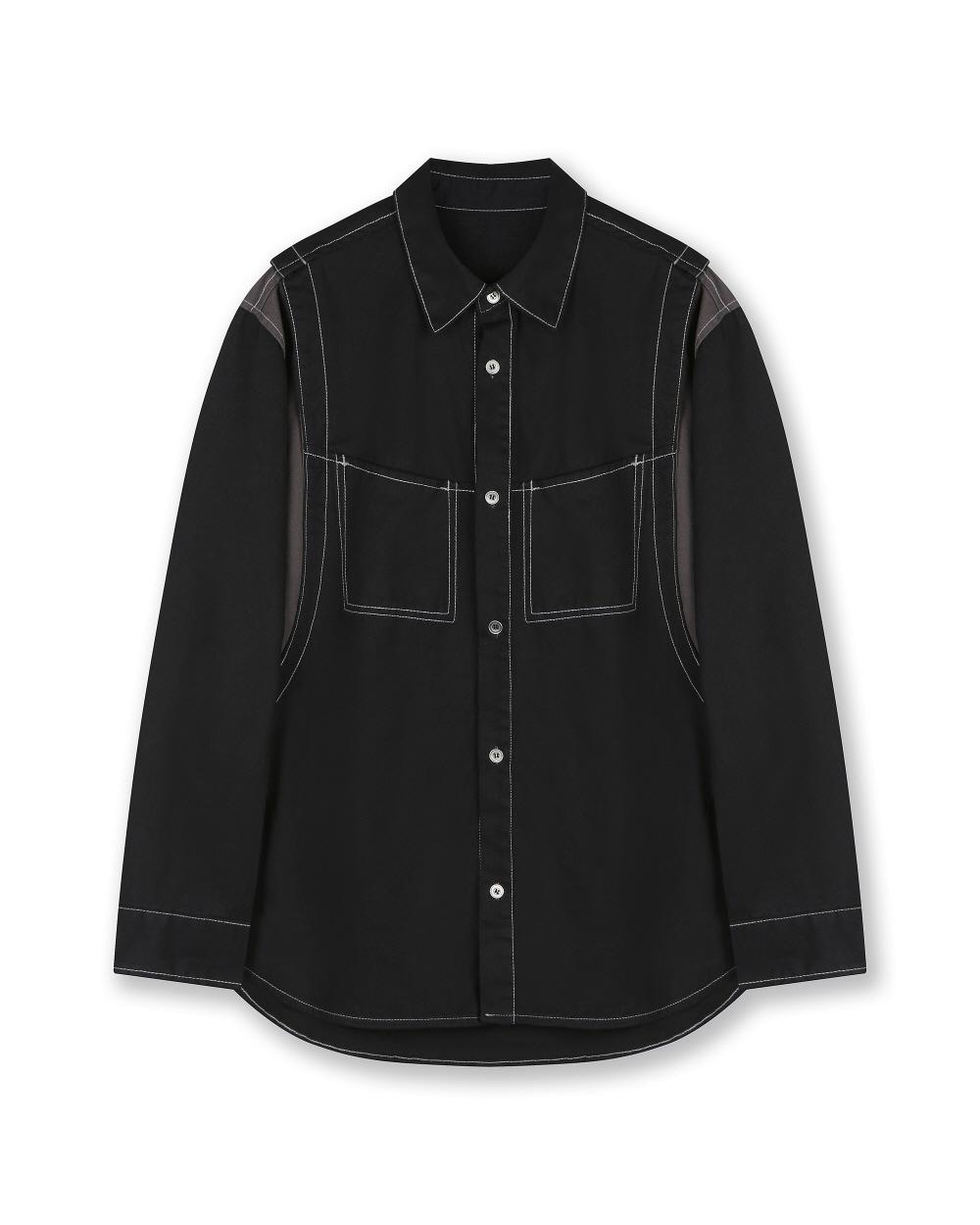 Be Slow Washed Varsity Denim Shirts Black Black/L