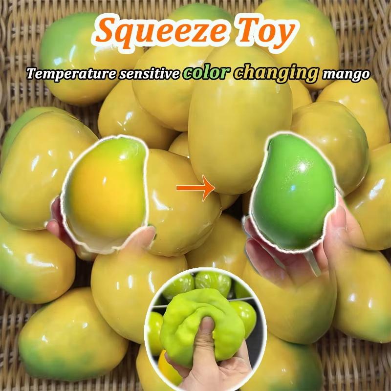 Kleur Veranderende Mango Squishy Fidget Speelgoed, Zachte Asmr Sensorische Knijpbal, Anti-Angst Stressverlichting Fidget Speelgoed Voor Kinderen Volwassenen