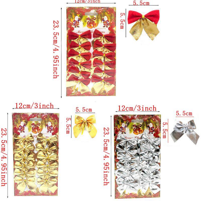 

36Pcs Ribbon Bow Christmas Decoration Hanging Xmas Tree Pendants for Home Decor Party New Year 2026 Gift DIY Navidad Accessories 3set 36pcs