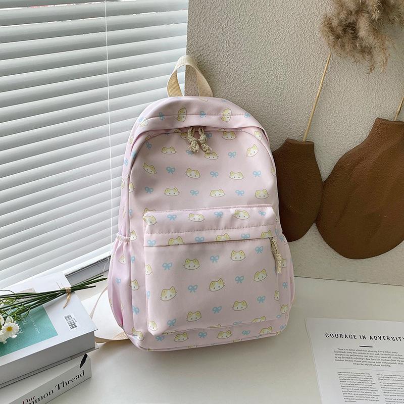 Shoulder Bow Junior High School Students Cat Backpack Girl Large Capacity Cute Backpack Tide.