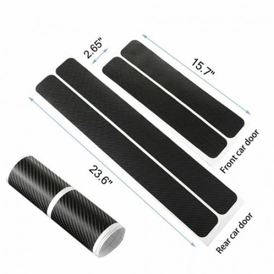 4pcs Carbon Fiber Car Door Plate Sill Scuff Cover Anti Scratch Sticker Protector