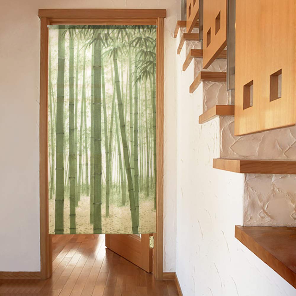 Noren Kobo Noren Wall Hanging Room Japanese Bamboo Forest Young 10568A Tapestry, Divider/Privacy Screen, Half-Length Curtain, Pattern, 85x170cm,