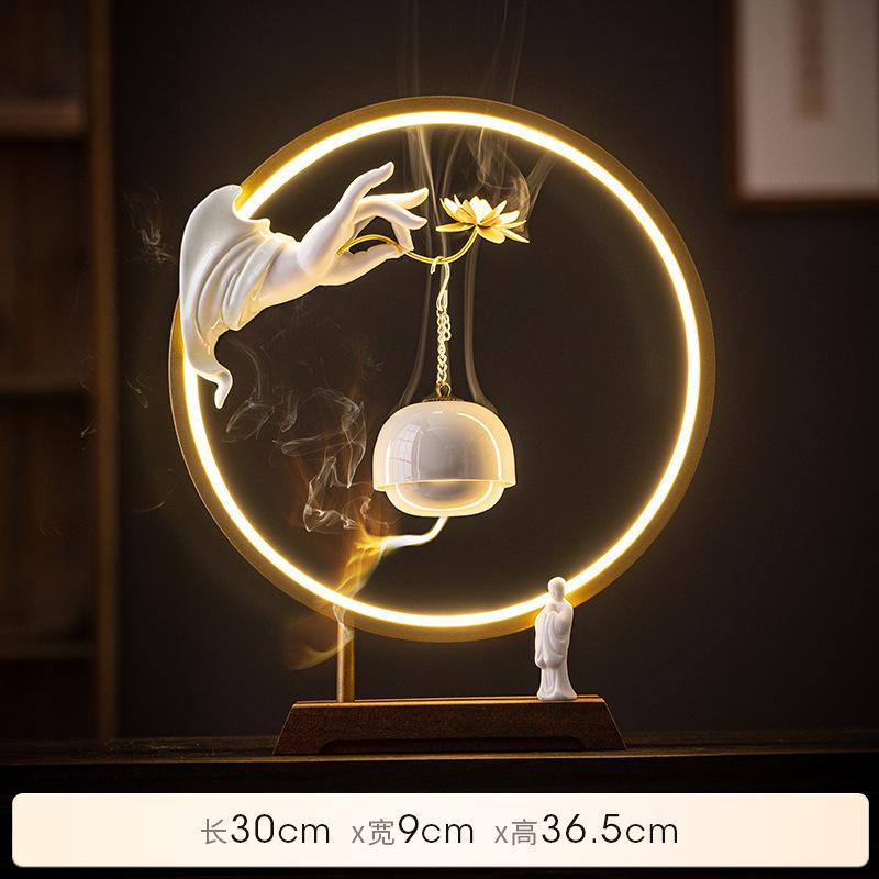 Feng shui Chinese-style Zen-inspired Buddha's hand lotus hanging stove lamp ring decoration, household indoor entrance TV cabine