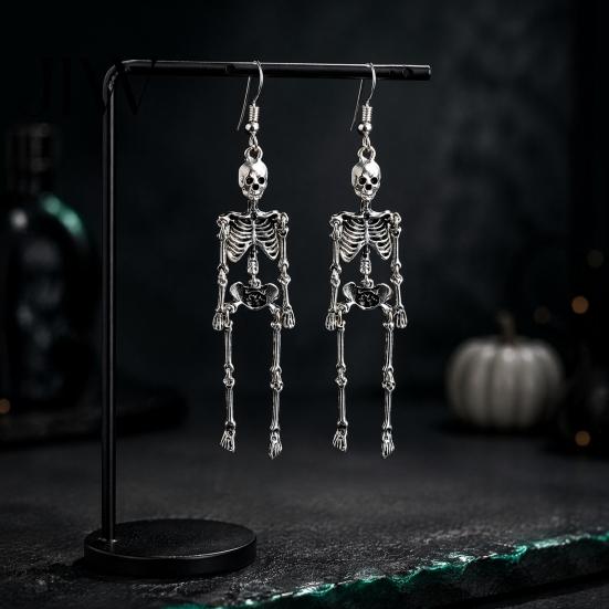 Dangle Drop Earrings 1 Pair Halloween Earrings, Spooky Gothic Skeleton Punk Skull Articulated Jewelry for Women Party Accessories