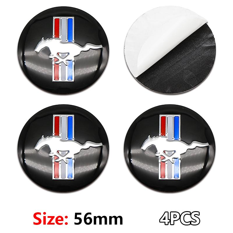 4pc 56MM Car Wheel Center Hub Caps sticker Tire Rim Covers stickers Auto Accessories For ST Fiesta Shelby Edge Kuga Mustang