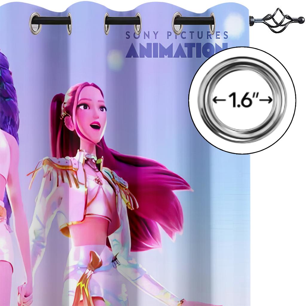 2 Bucăți Perdele Blackout Imprimate K-Pop Demon Hunters Potrivite Pentru Dormitor Sufragerie Birou Baie Decor Mașină Lavabile