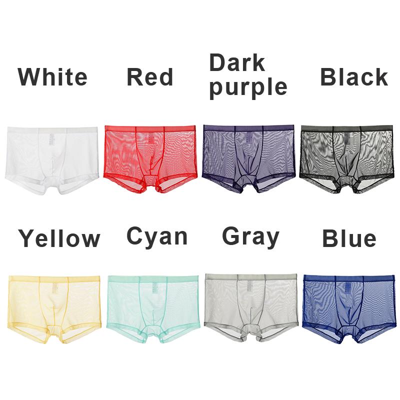 Men Intimates Mid Waist Panties Bulge See Through Lingerie Transparent Boxers Sexy Men Underwear
