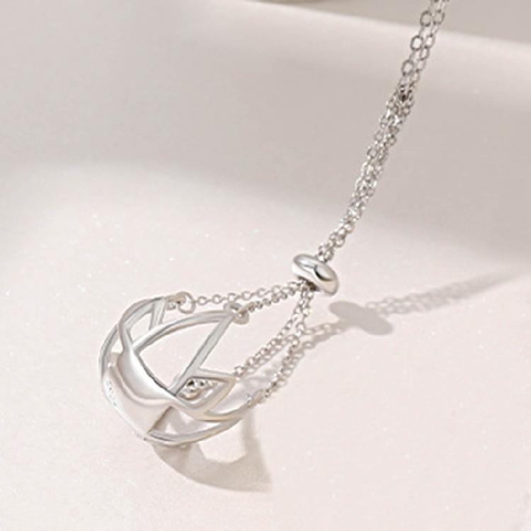 10-12mm Round Pearls Pendant Cage DIY Necklace Charm Holder Empty Support Tray