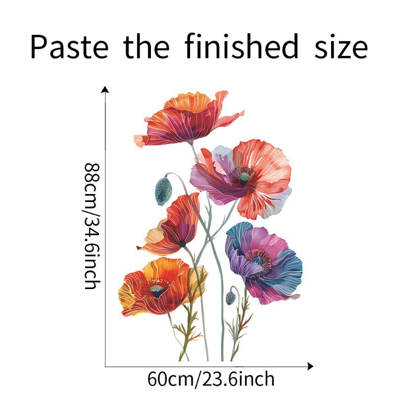 1Pc Painted Flowers Wall Stickers For Living Room Bedroom Background Wall Decor Home Decorative Stickers Wall Decals Mural