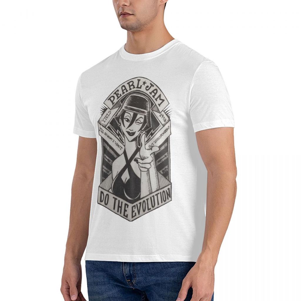 Pearls Jam Do The Evolution Oversize T-shirts Man Vintage Funny For Men Top Y2k Man Short Sleeve T-shirt