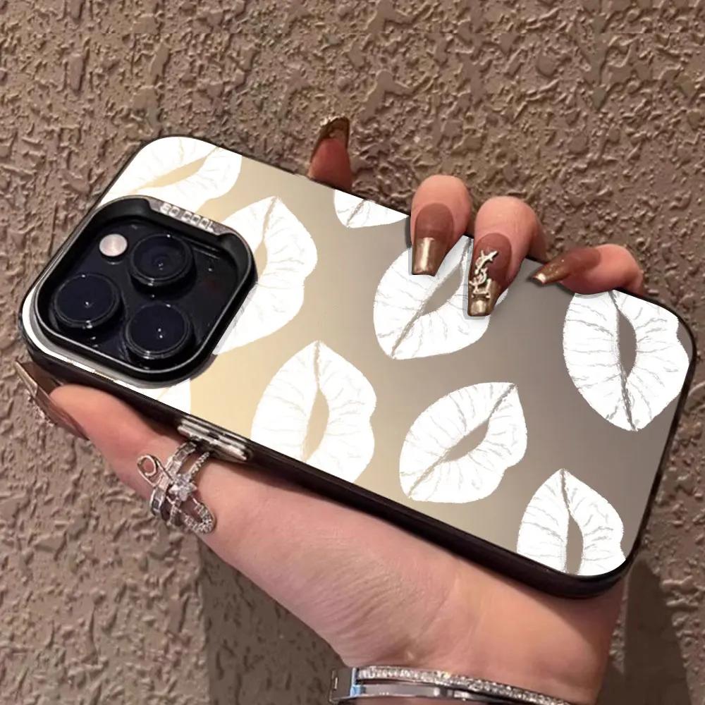 For Motorola Moto G84 G34 G04 G04S G24 G14 G53 G22 G13 G23 G10 G20 G30 E32 E22 E22i Luxury Red Lips Pattern IMD Phone Case Cover