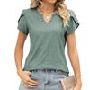 2026 New Fashion Women's V-Neck Button Hollow Loose Short-Sleeve T-Shirt Top for Ladies