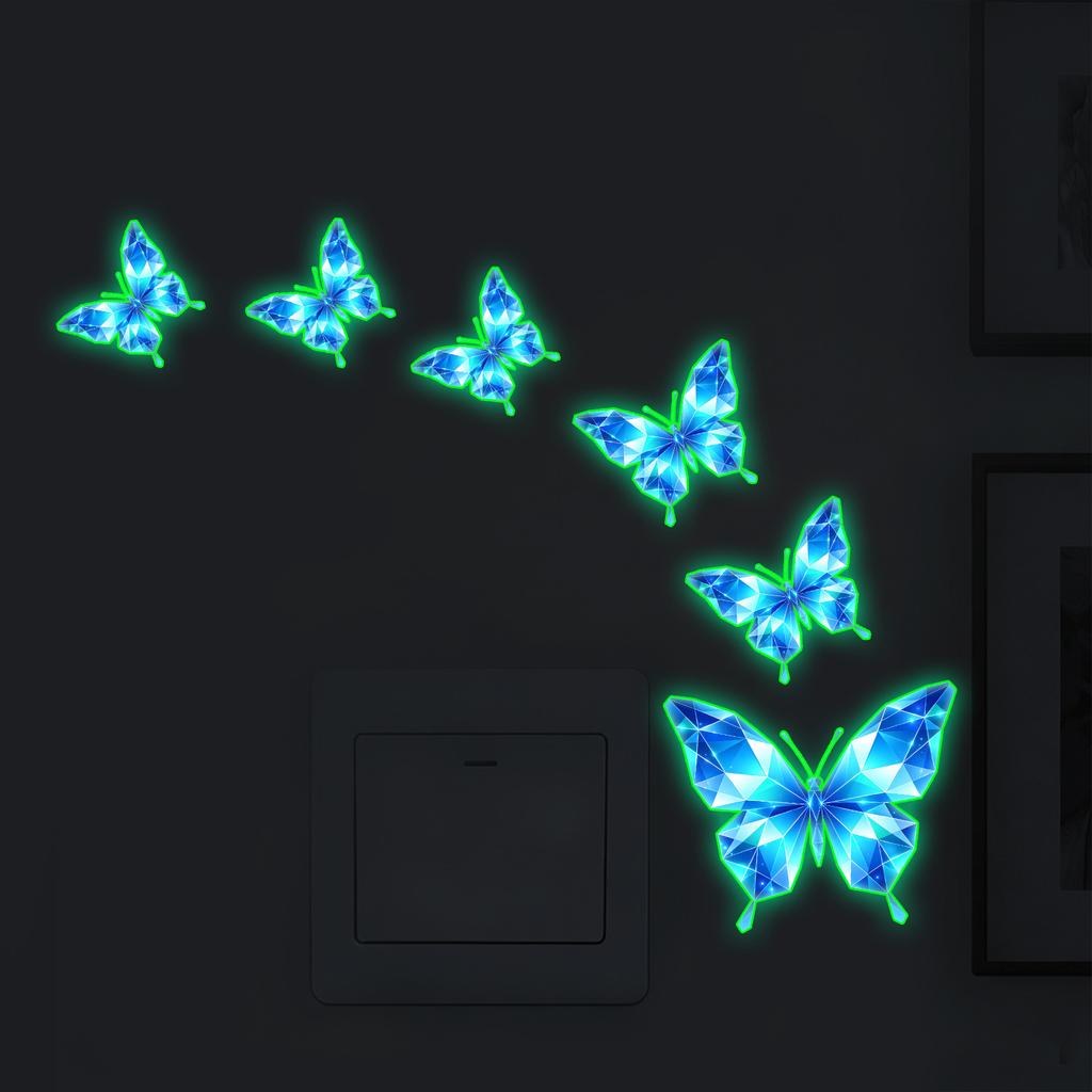 Crystal Butterfly Night Glow Sticker - Removable Wall Decal for Children's Room