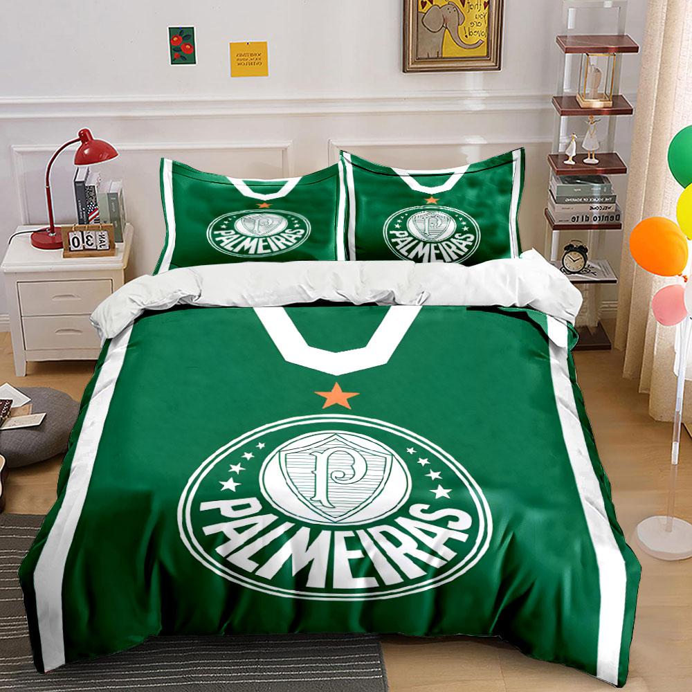Green Palmeiras logo pattern. Bedding sets Duvet cover sets Duvet covers Pillowcases(1* Duvet Cover 2* Pillowcases without duvet insert) 135x200cm