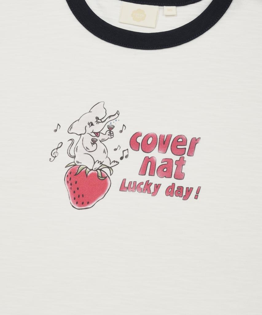 COVERNAT WOMAN Elephant Graphic Ringer T-Shirt Off White