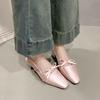 Fashion Bow Women Sandals High Heels Ballet Shoes Square Toe Slingback Summer 2025 Elegant Slippers Trend Pumps Dress Chunky Sandalias