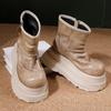 Women's Khaki Height-Increasing Ankle Boots - Soft, Lightweight Cowhide, Early Autumn 2025