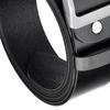 Men Belt Classic PU Leather Soft Casual Single Prong Belt for Business Work Christmas 49.2in Silver Buckle Black Belt