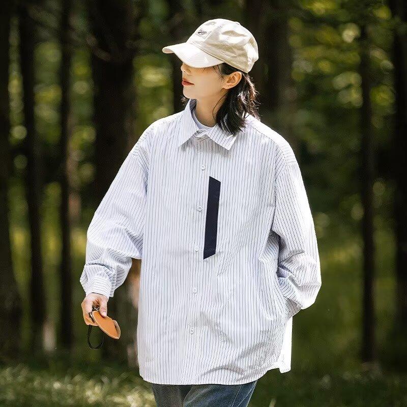 2024 Letter Long Sleeve Shirt Japanese Hong Kong Style Ins Loose Shirt Boys Summer Trendy Versatile Casual Coat