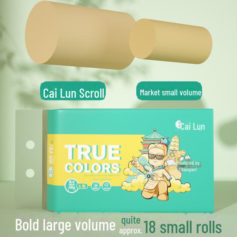 Cai Lun Frucht Holz Zellstoff Buntes Dickes Rollenpapier, Eine Box (6 Rollen) - Kundenservice verfügbar