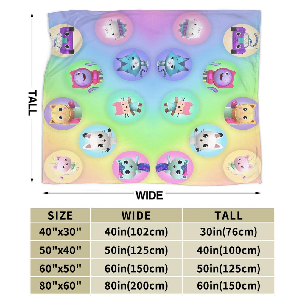 Maison de poupée mignonne de dessin animé 3D Gabby Cadeau pour fille Couverture en flanelle Douce et durable Couvertures de lit pour extérieur Couvre-lit d'extérieur Couvre-lit de canapé