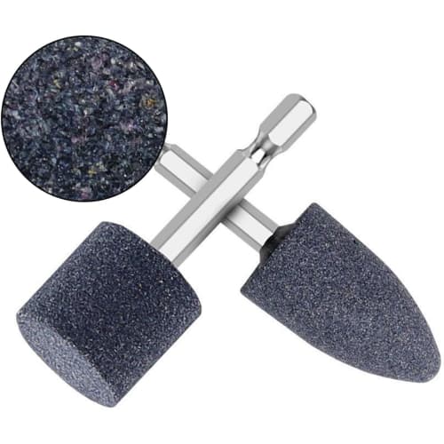 Lyyxjsltd Shafted Grinding Stone, 6.3mm Hex Shank, Set of 4 Impact Files, Cylindrical and Bullet-Shaped Grinding Heads for Stone, Metal, and Woodworki