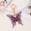 Keychain Pendant Colorful Rhinestones Inlaid Shining Butterfly Design Key Chain with Lobster Clasp Bag Charm Backpack Accessory