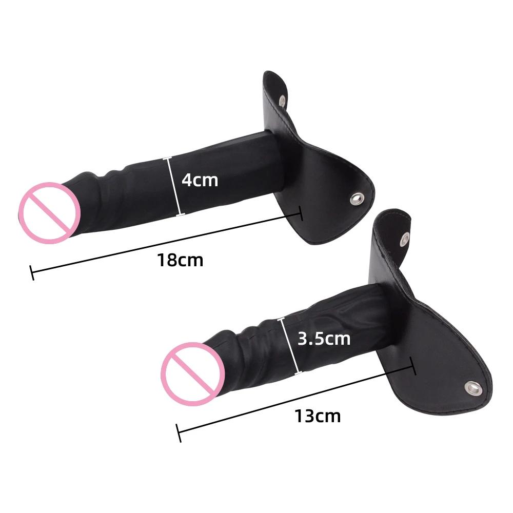 Waist  Belt with Detachable Dildo Handcuff Leather Harness Penis Holder Bondage Chastity Forced Orgasm Belt for Dildo Women