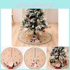 Adorable Christmas Tree Skirt In Burlap With Colorful Striped Border Featuring Santa And Snowman