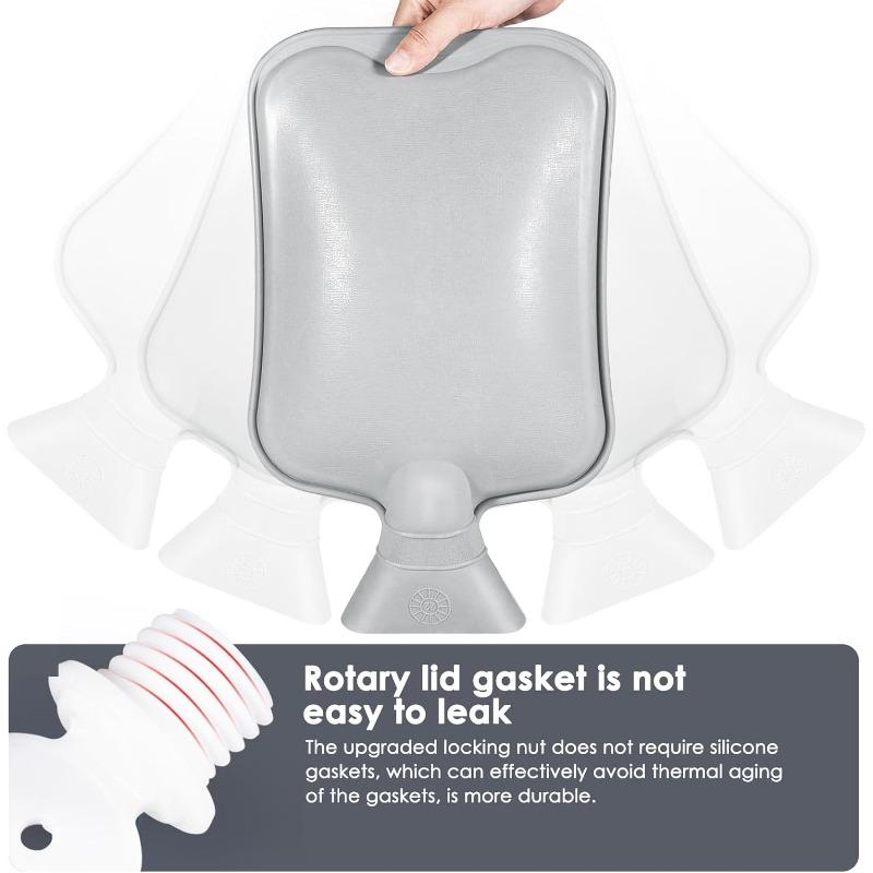 Hot Water Bottle with Soft Cover - Leak-Proof 2L Large Hot Water Bottles with Kangaroo Bag, Natural Rubber + Bed Bottle Fluffy, Gifts for Men Women