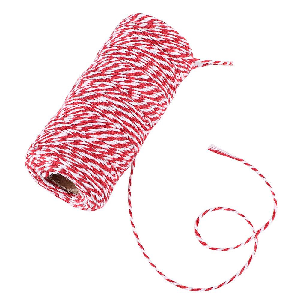 100m Handmade Double Color Cotton Thread Twine String Decoration(red White)