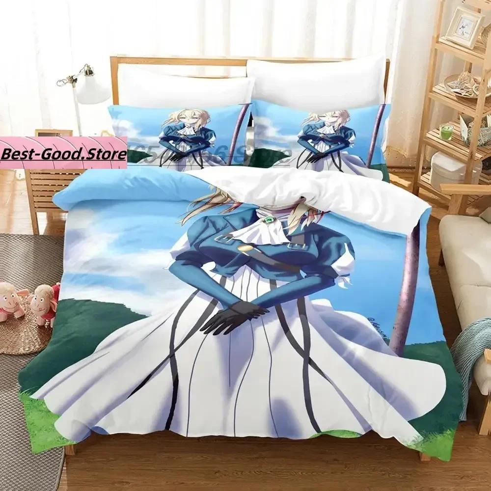 Violet Evergarden Beding Set Single Twin Ful Quen King-Sized Dimensionsd Dimensions Bed Linen Set Aldult Kid Bedrom Duvetcover Sets 3D Anime Bed Shet
