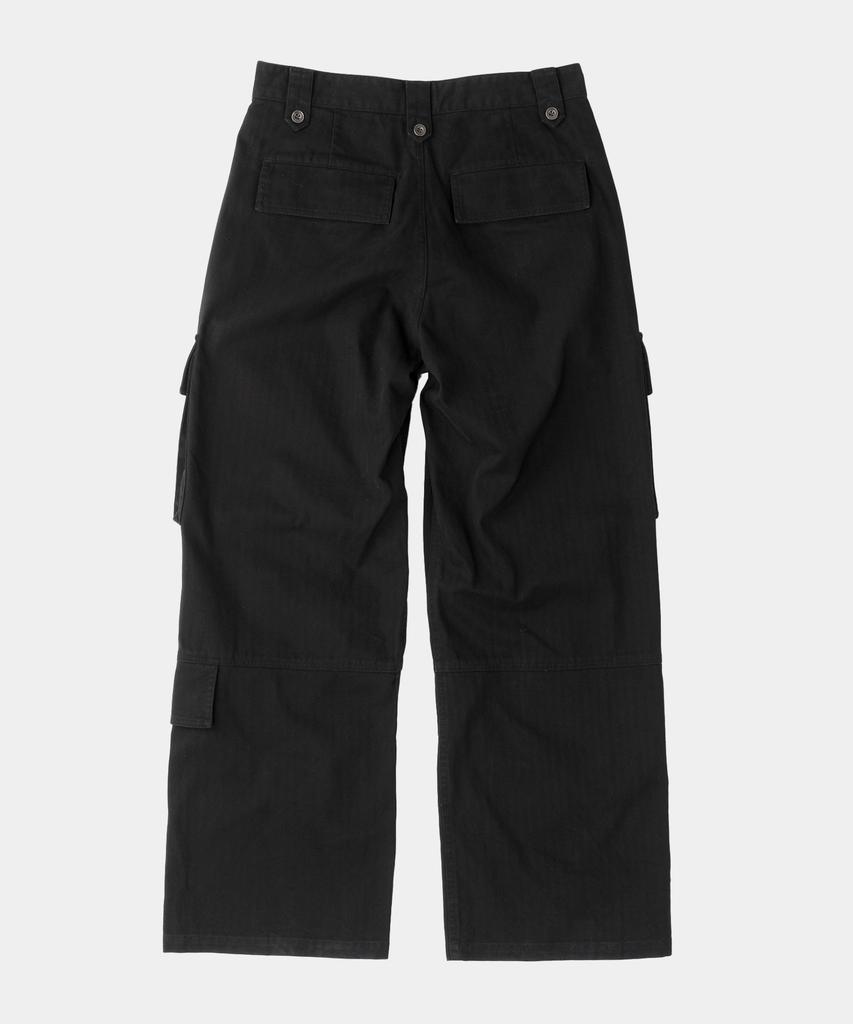 SLOWACID Washed Herringbone Cargo Pants [Black]