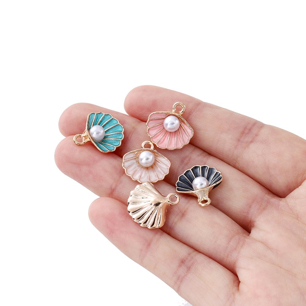 10Pcs Ocean Starfish Shell Charms With Imitation Pearl Pendants For Necklace Bracelet Pendants DIY Jewelry Making Accessories