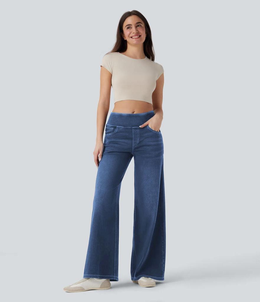 2025 European & American High-Waisted Loose Wide-Leg Slimming Women's Jeans