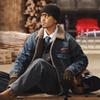 Men's American Retro Lambswool Denim Winter Jacket