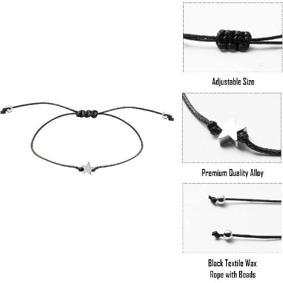 WATINC 13th Birthday Wish Bracelet, Adjustable Star Cord Bracelets with Make A Wish Cards, Friendship Simple Handmade Jewelry Birthday Gift for