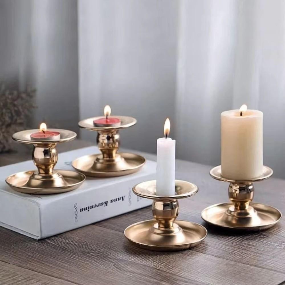 Base Tray Long Pole Candle Cup European Round Candle Socket Simple Round Candlestick Table Decor