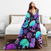 Psychedelic Neon Flower Skull Blankets  Plush Awesome Soft Throw Blankets for Coverlet Decoration